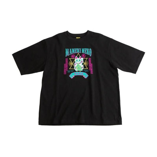 MYUUA JAPAN MANEKINECO 招き猫 刺繍Tシャツ BLACK