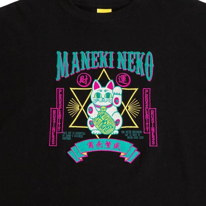 MYUUA JAPAN MANEKINECO 招き猫 刺繍Tシャツ BLACK