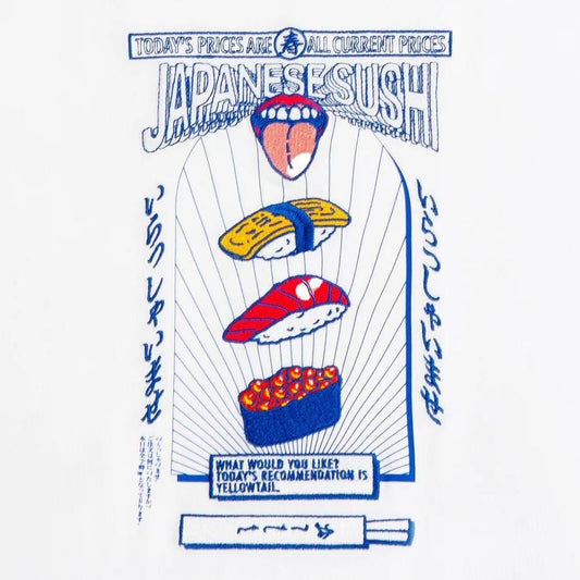 MYUUA JAPAN SUSHI 寿司 刺繍Tシャツ WHITE