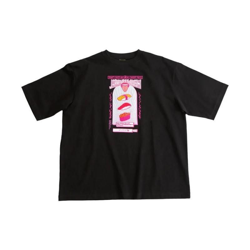MYUUA JAPAN SUSHI 寿司 刺繍Tシャツ BLACK