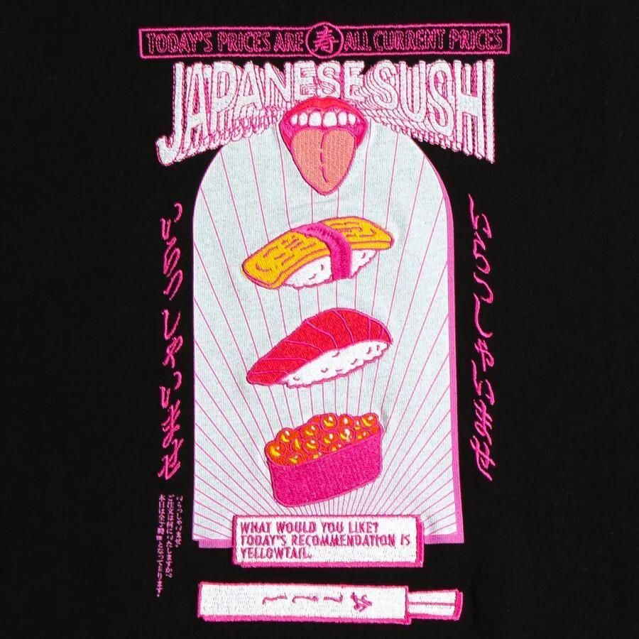 MYUUA JAPAN SUSHI 寿司 刺繍Tシャツ BLACK