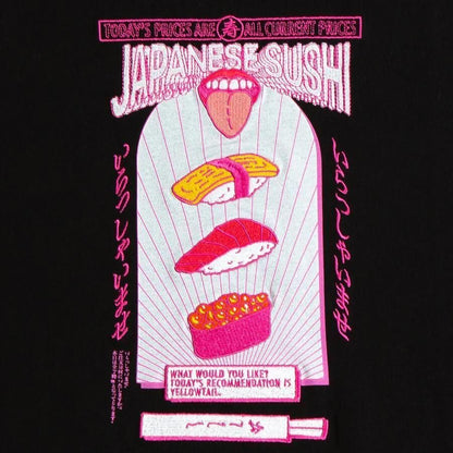 MYUUA JAPAN SUSHI 寿司 刺繍Tシャツ BLACK