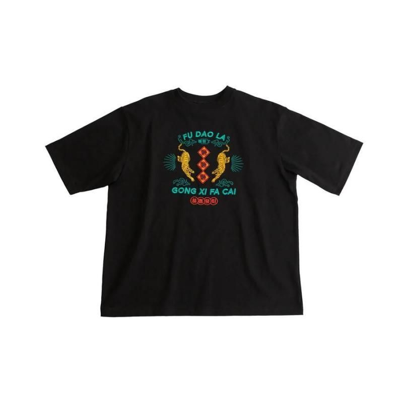 MYUUA CHINA TIGER 刺繍Tシャツ BLACK