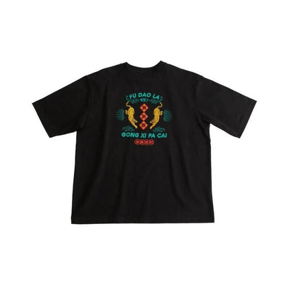 MYUUA CHINA TIGER 刺繍Tシャツ BLACK