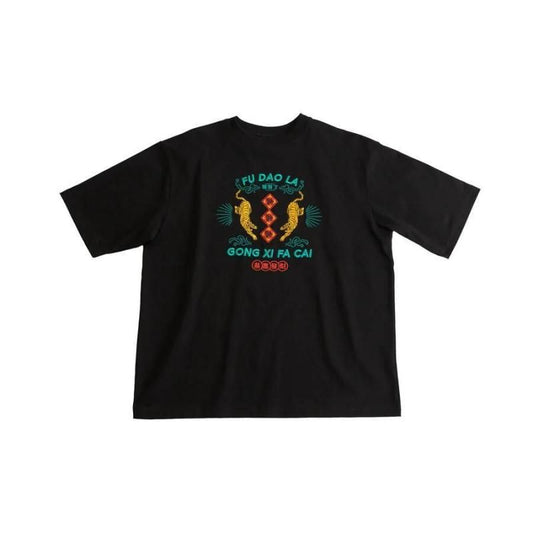 MYUUA CHINA TIGER 刺繍Tシャツ BLACK
