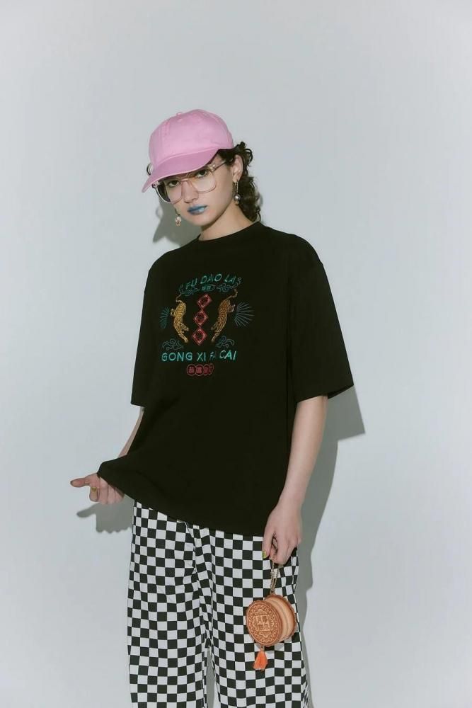 MYUUA CHINA TIGER 刺繍Tシャツ BLACK