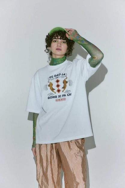 MYUUA CHINA TIGER 刺繍Tシャツ WHITE