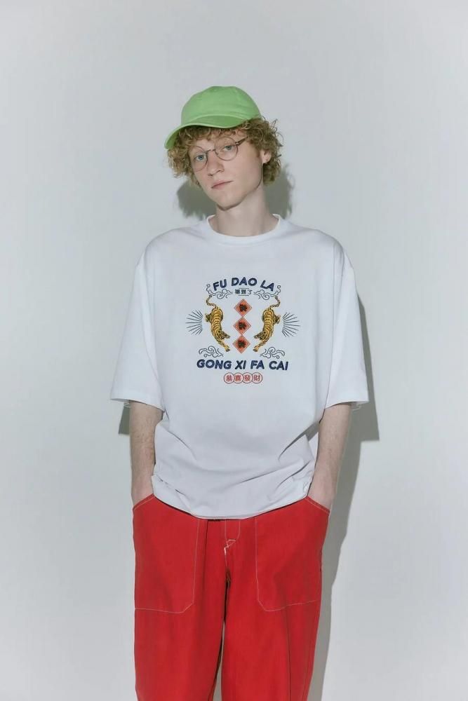 MYUUA CHINA TIGER 刺繍Tシャツ WHITE