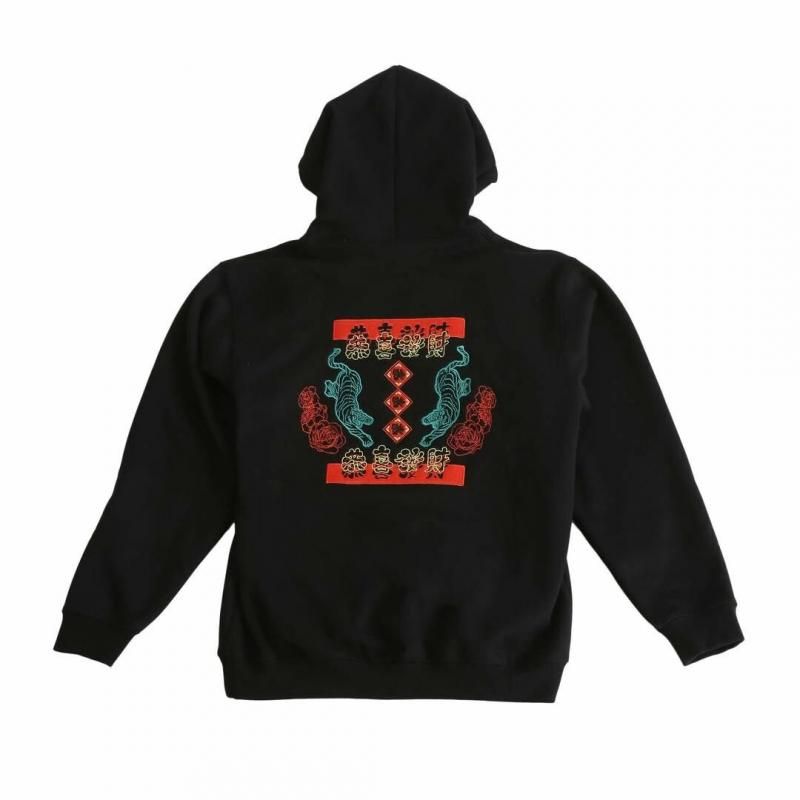 MYUUA CHINA チャイナ 刺繍フーディー BLACK
