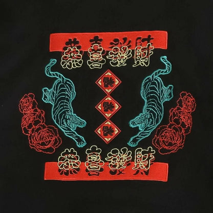 MYUUA CHINA チャイナ 刺繍フーディー BLACK