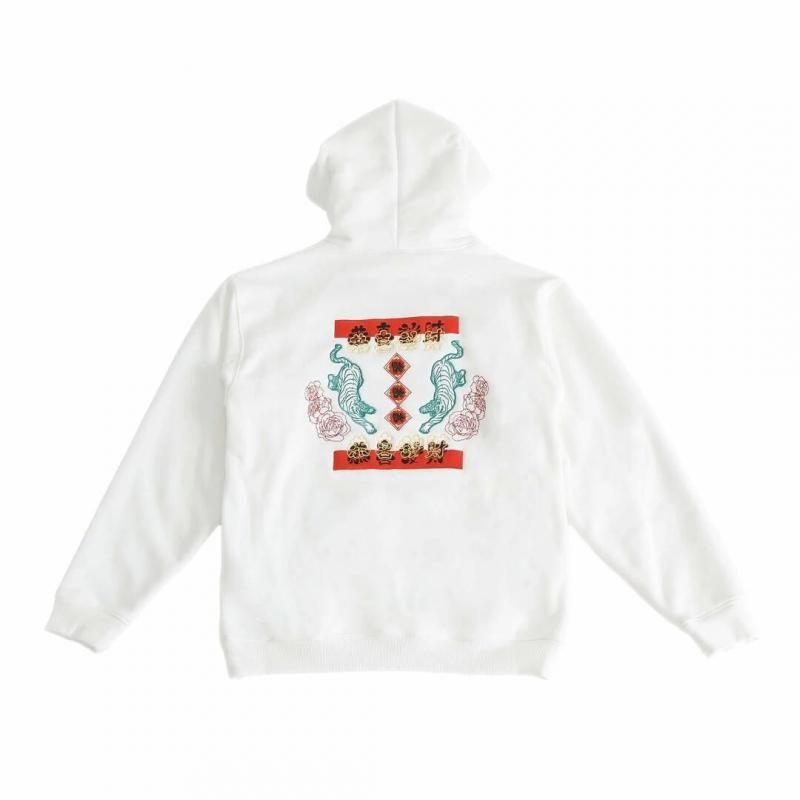 MYUUA CHINA チャイナ 刺繍フーディー WHITE