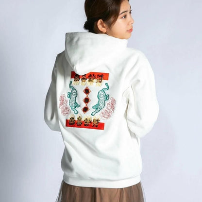 MYUUA CHINA チャイナ 刺繍フーディー WHITE