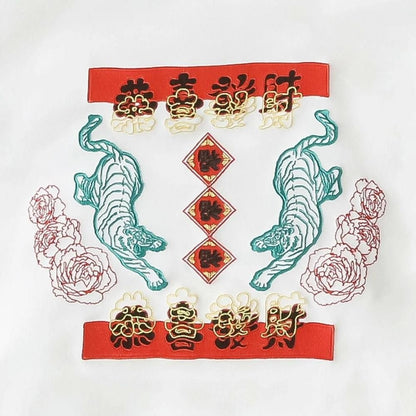 MYUUA CHINA チャイナ 刺繍フーディー WHITE