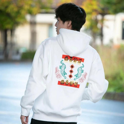 MYUUA CHINA チャイナ 刺繍フーディー WHITE