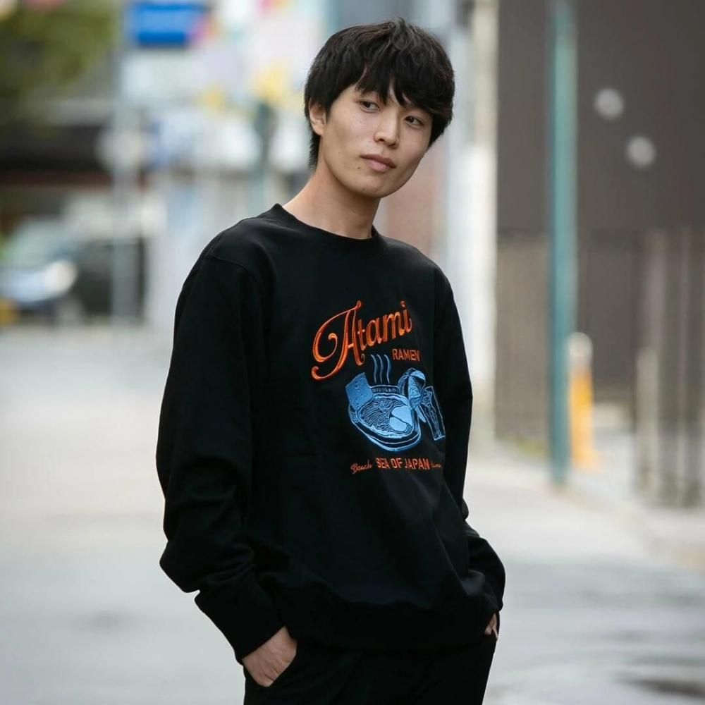 MYUUA ATAMI 熱海ビーチ 刺繍スウェット BLACK