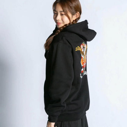 MYUUA JAPAN 熊手 刺繍フーディー BLACK