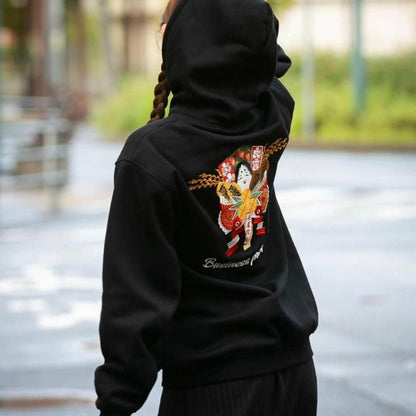 MYUUA JAPAN 熊手 刺繍フーディー BLACK