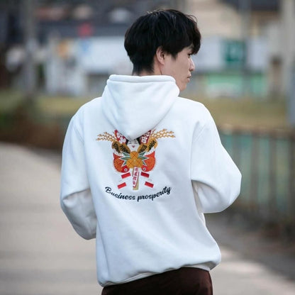 MYUUA JAPAN 熊手 刺繍フーディー WHITE