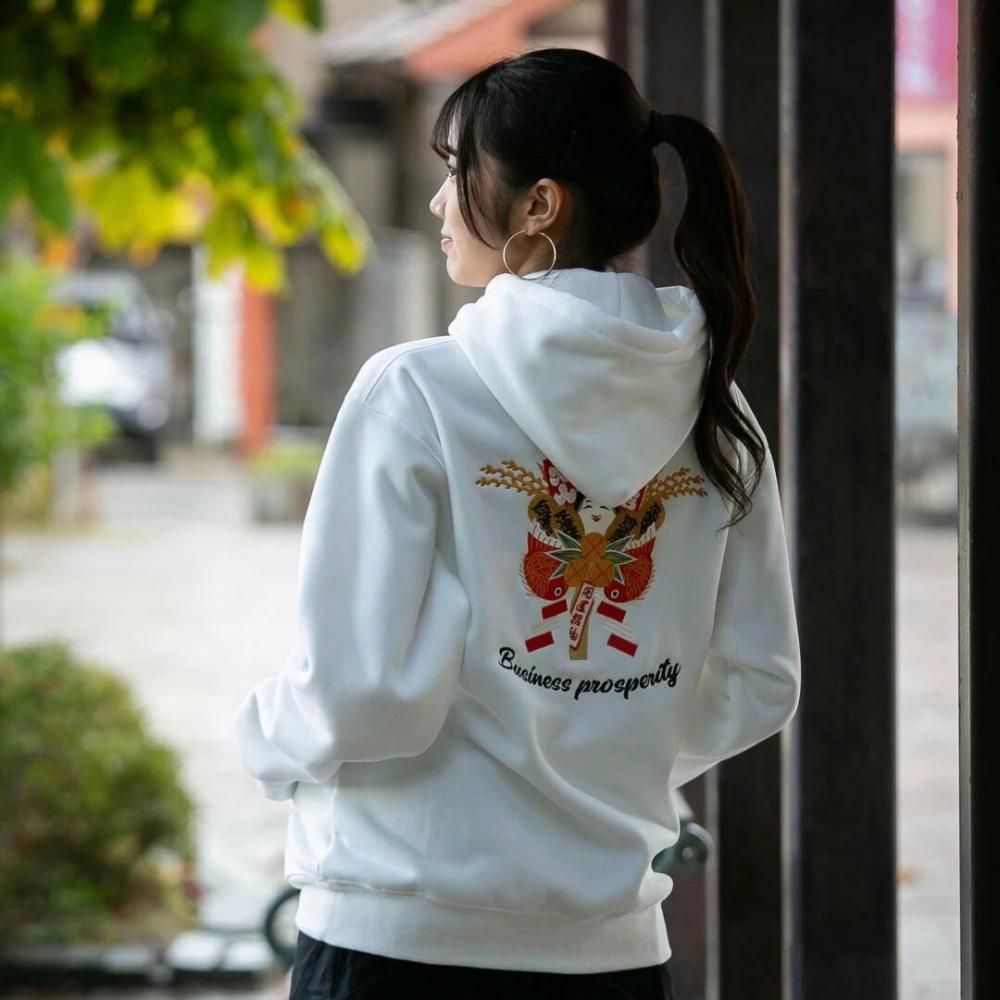 MYUUA JAPAN 熊手 刺繍フーディー WHITE