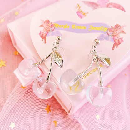 Purple Cream クリアチェリーピアス P793