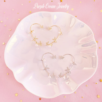 Purple Cream バタフライパールイヤーカフ SILVER P1049