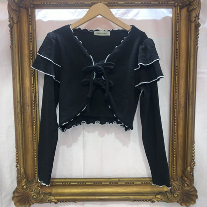 リブメロウカーディガントップス BLACK