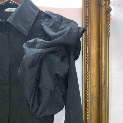 Volume long sleeve blouse BLACK