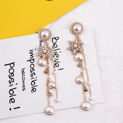 Purple Cream Pearl x Crystal Snow Earrings P053