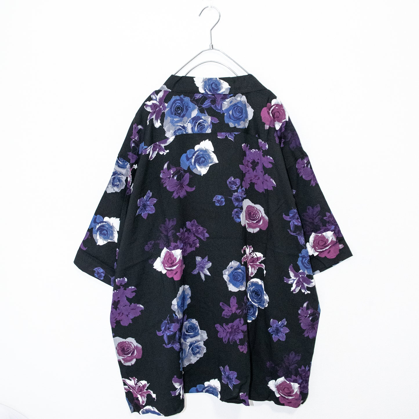 DARK ROSE open-collar aloha short-sleeve shirt, NAVY