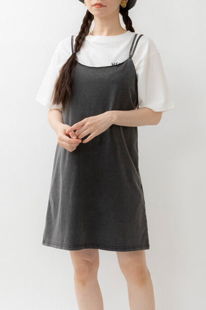 デニムキャミワンピース WストラップBLACK