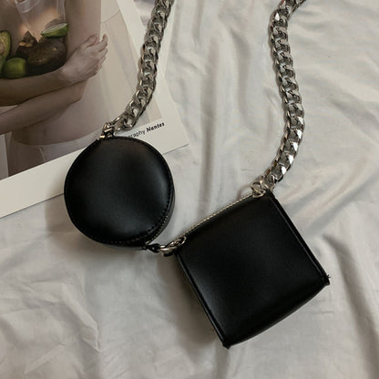 ビジューデザイン チェーン ダブルバッグ BLACK