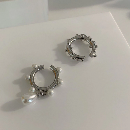 Purple Cream Pearl Ear Cuff Set P906