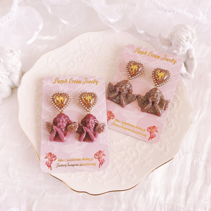 Purple Cream 2wayハートメルティエンジェルピアス P1295