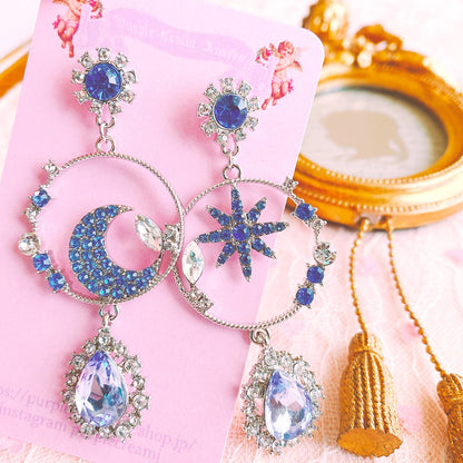 Purple Cream ブルームーンアシンメトリーピアス P667