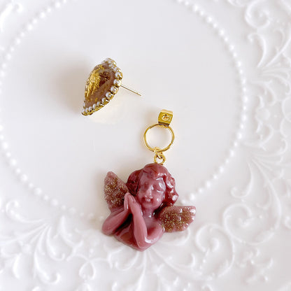 Purple Cream 2wayハートメルティエンジェルピアス P1295