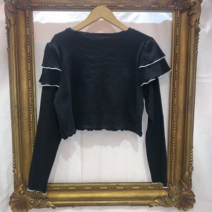 リブメロウカーディガントップス BLACK
