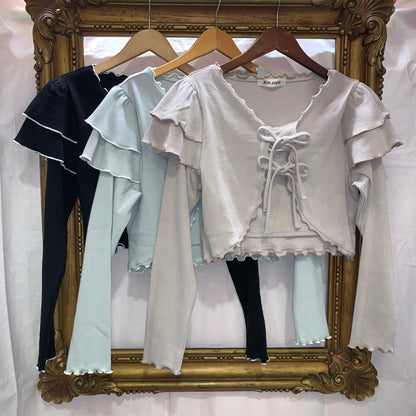 リブメロウカーディガントップス BLACK