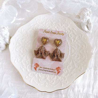 Purple Cream 2wayハートメルティエンジェルピアス P1295