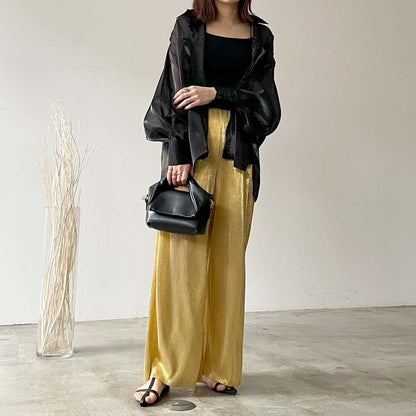 ラメオーガンジーポケットシャツ BLACK