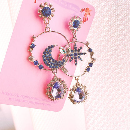 Purple Cream ブルームーンアシンメトリーピアス P667