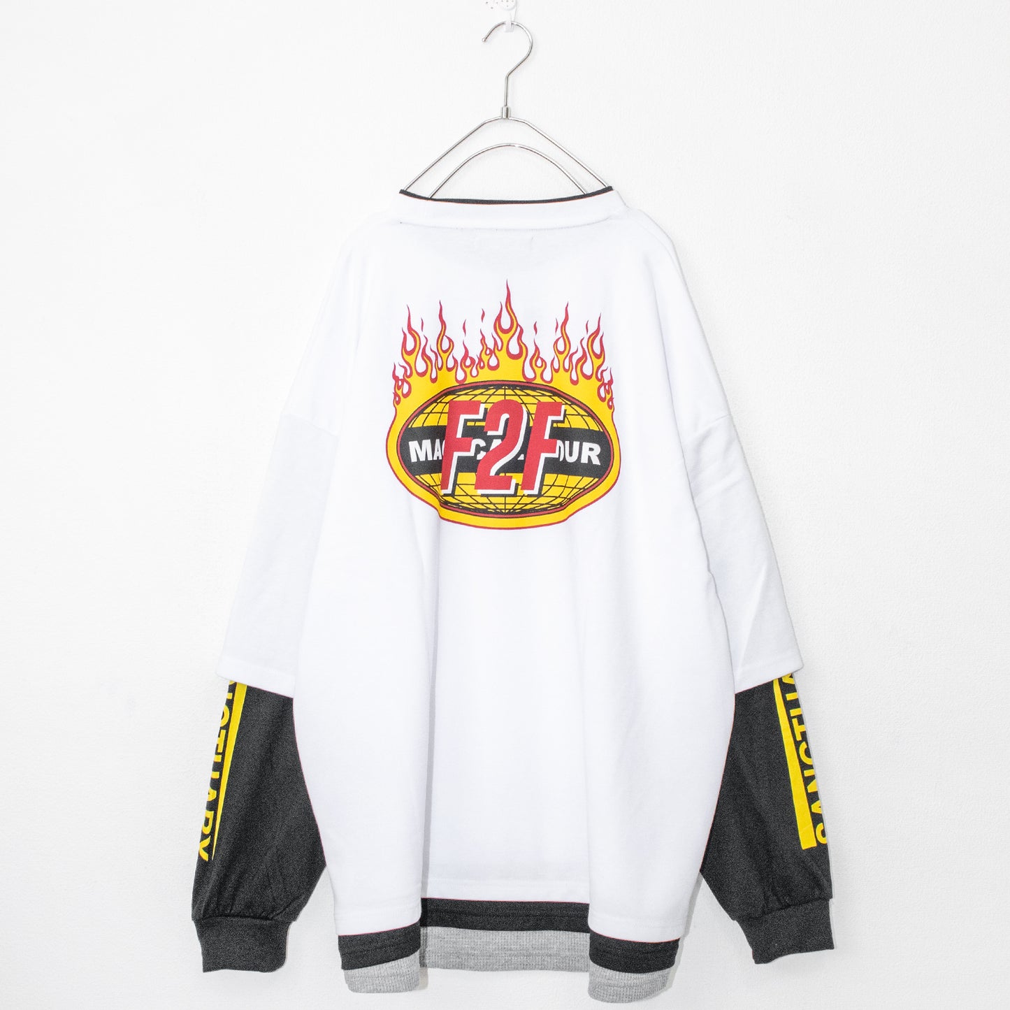 Fake Layered Ponte Long Sleeve T-Shirt WHITE