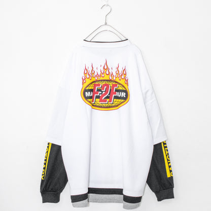 フェイクレイヤード ポンチ ロンT WHITE