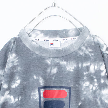 FILA Box Logo Print Tie-dye Short Sleeve T-shirt GRAY