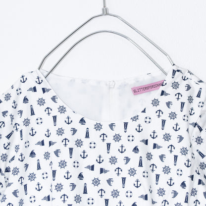 Glitters For Dinner Anchor Baby Doll ワンピース マリン柄ワンピース WHITE