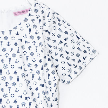 Glitters For Dinner Anchor Baby Doll ワンピース マリン柄ワンピース WHITE