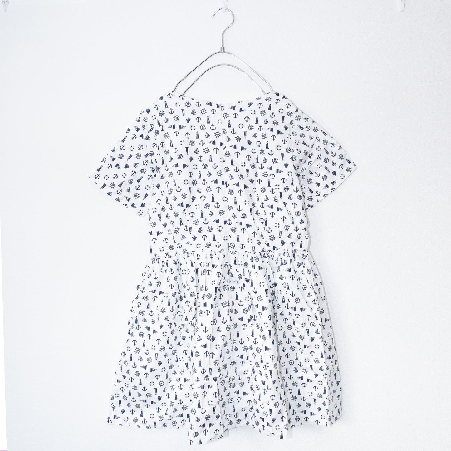 Glitters For Dinner Anchor Baby Doll Dress Marine Print Dress WHITE