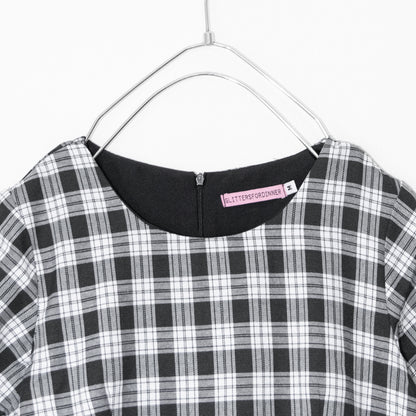 Glitters For Dinner Black &amp; Grey Tartan Baby Doll Dress Tartan Check Dress BLACK