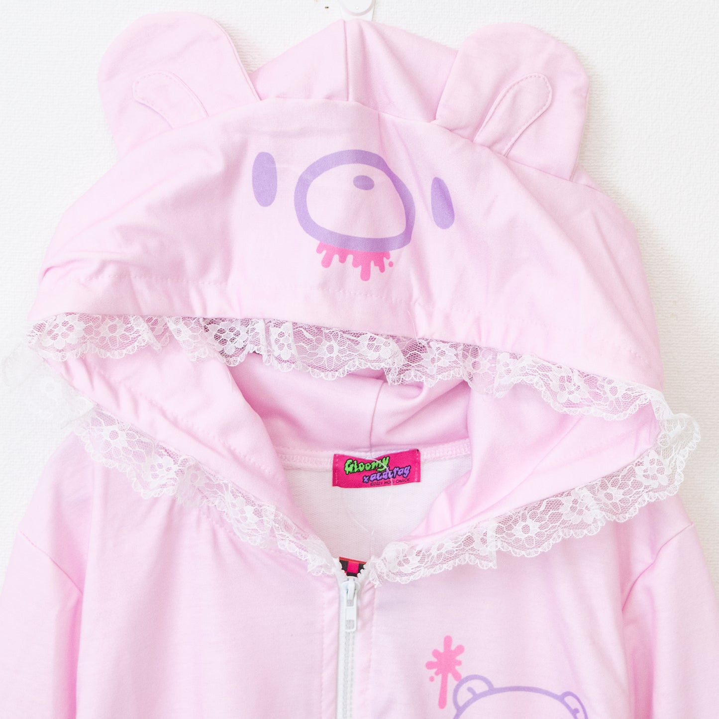 ACDC RAG Pastel Gloomy Plus Size Bear Ear Hoodie PINK