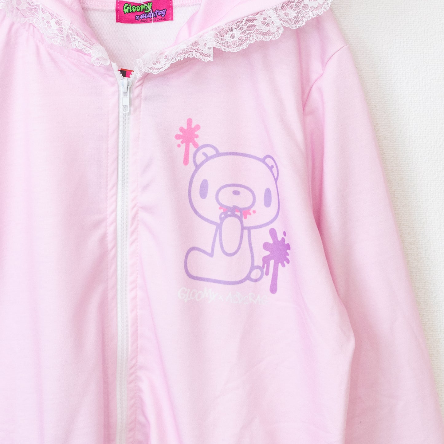 ACDC RAG Pastel Gloomy Plus Size Bear Ear Hoodie PINK