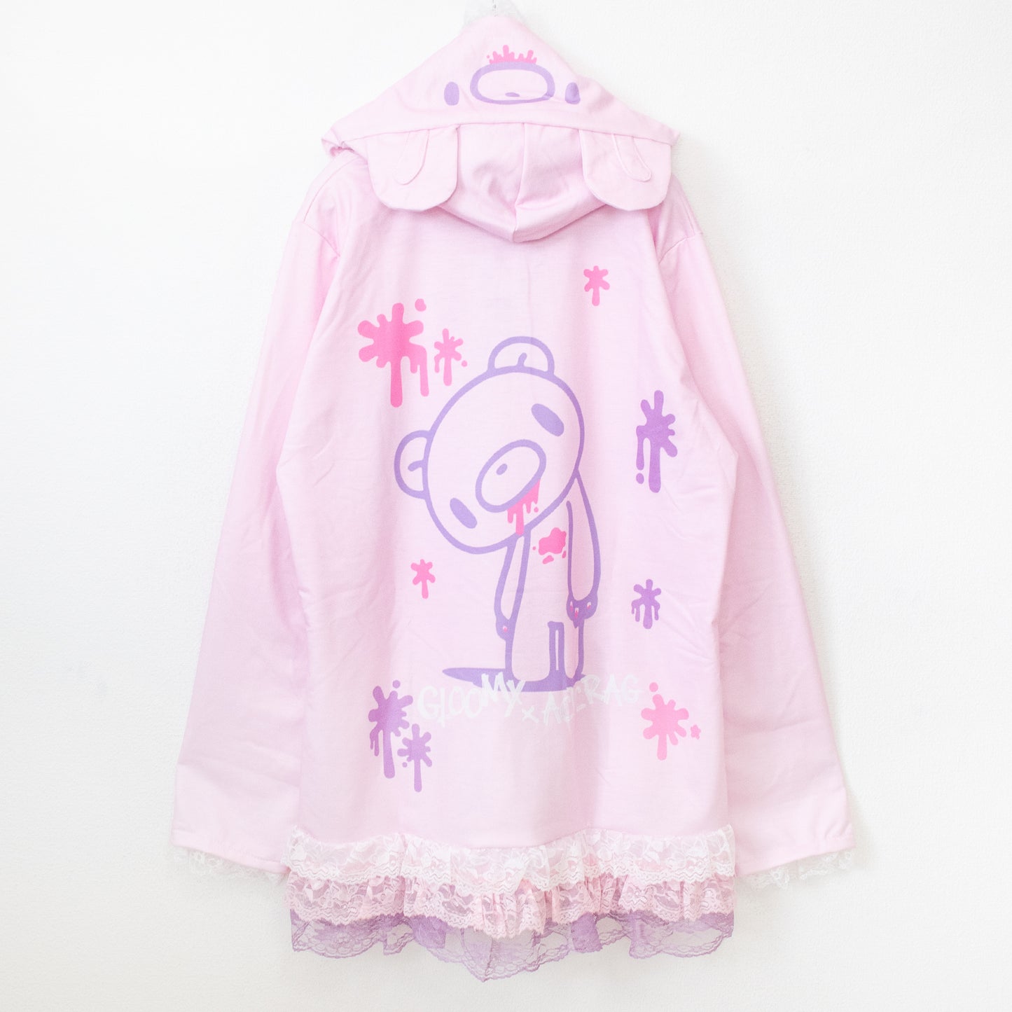 ACDC RAG Pastel Gloomy Plus Size Bear Ear Hoodie PINK